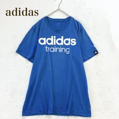 アディダス 半袖Tシャツ ロゴプリント トレーニング 青 コットン混
