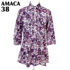 AMACA アマカ 花柄 フラワー 長袖 ブラウス プリーツ 38 M - メルカリ