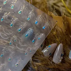 匿名配送⭐︎ネイルシール　3D　立体　ピーコック　孔雀　羽根　フェザー　4611