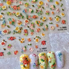 匿名配送⭐︎ネイルシール　立体　3D フラワー　ガーデン レトロ　クラシック　1826