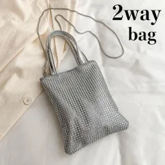 2way ショルダー トート ラインストーン シルバー メタリック バッグ ミニ