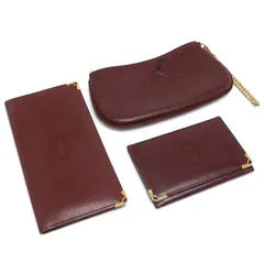 カルティエ カードケース ポーチ 札入れ 3点セット レザー ボルドー Cartier