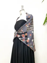 着物リメイク羽織物ストールショールフリーサイズ大人可愛いストール送料無料ハンドメイド着物リメイク羽織物NO.6086