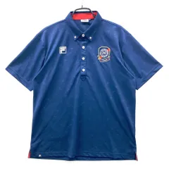 サイズ：LL FILA GOLF フィラゴルフ  半袖ポロシャツ　ボタンダウン 総柄 ネイビー系 [240101554648] ゴルフウェア メンズ ストスト