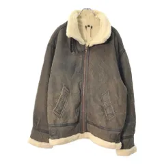 Henry Money B-3 ムートンレザーフライトジャケット ミリタリー ブラウン(メンズ 52)中古 古着 X1823