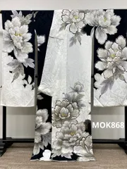 振袖 仮絵羽 舞台衣装 刺繍 金彩 大輪 正絹 未仕立て品 八掛付 MOK868