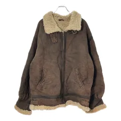 B-3 ムートンレザーフライトジャケット ミリタリー ブラウン(メンズ XL相当)中古 古着 X1825