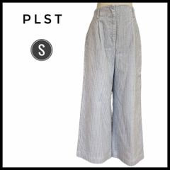 PLST プラステ ストライプ ワイドパンツ 綿 Sサイズ パンツ ボトムス ズボン コットン 爽やか レディース 女性