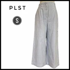 PLST プラステ　ストライプ ワイドパンツ 綿　Sサイズ　パンツ　ボトムス ズボン　コットン　爽やか　レディース　女性