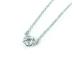極美品△TIFFANY&Co. ティファニー バイザヤード PT950 1Pダイヤ 枠直径約4.80mm 0.18ct F VS2 3EX NONE 現行品 ネックレス シルバー 重量2.51g レディース 定価217,800円