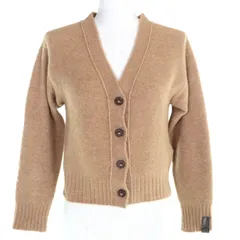 極美品△LOUIS VUITTON ルイヴィトン 24SS FQKC13 ヤクウール シルク混 モノグラムボタン Vネック ニットカーディガン ブラウン XS 箱付き イタリア製 正規品 レディース