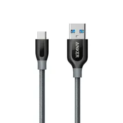 Anker PowerLine+ USB-C & USB-A 3.0 ケーブル (0.9m グレー)