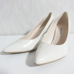 新品同様 DIANA ダイアナ クロコ型押し ポインテッドトゥ パンプス 23.5cm  ホワイト レディース 古着 中古 USED