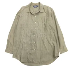 美品 Polo by Ralph Lauren ポロ バイ ラルフローレン 90's BONNARD オープンカラー グレンチェック シャツ ヴィンテージ L ベージュ メンズ 古着 中古 USED