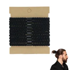 【人気商品】ヘアアクセサリー ランニング シンプル おしゃれ 太い髪用 巻き髪 フィットネス まげ髪 ヘアタイ 伸縮性 長持ち ヨガ 長髪の男性向け 切れ毛なし 洗える 10本入り 業務用(ブラック) ヘアゴム メンズ 雲見