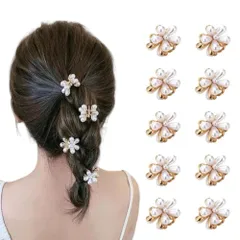 【在庫セール】結婚式 誕生日 入学式 子供 大人 髪留め 真珠のヘアクリップ 花 ヘアアクセサリー 卒業式 10個入り 髪飾り 可愛い ミニヘアクリップ 前髪クリップ YFFSFDC