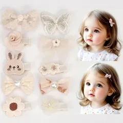 【新着商品】BIANHUAN 赤ちゃん ベビー ヘアクリップ ヘアピン 子供 こども 10点セット 髪留め 子供 へアクセサリー ヘア飾り かわいい リボン 花 七五三 孫 クリスマス プレゼント (ホワイト)