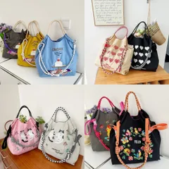 新品 ボールアンドチェーン アヒル 刺繍エコバッグ Mサイズ shopping bag ユニセックス レディース おしゃれ カジュアル トートバッグ 手提げバッグ
