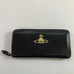 04w5748▽※【中古】ヴィヴィアンウエストウッド Vivienne Westwood 財布 長財布 ロングウォレット ラウンドファスナー オーブ レザー レディース ブラック【八王子店】