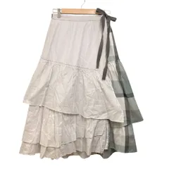 良品 BLUE LABEL CRESTBRIDGE ブルーレーベルクレストブリッジ ビンテージワッシャーローンチェックコンビティアードスカート グレー レディース 古着 中古 USED