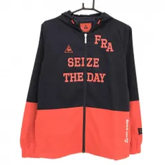 【美品】ルコックゴルフ ジップパーカー ネイビー×レッド フロント英字 ブルゾン レディース L ゴルフウェア le coq sportif