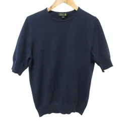 美品 DRAWER ドゥロワー 14Gカシミヤクルーショートスリーブ ニット セーター 6518-106-0367 1 ネイビー レディース 古着 中古 USED