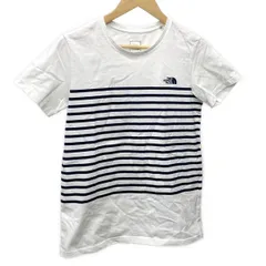 THE NORTH FACE(ノースフェイス) 半袖Tシャツ サイズXL レディース - 白×ネイビー クルーネック/ボーダー/刺繍