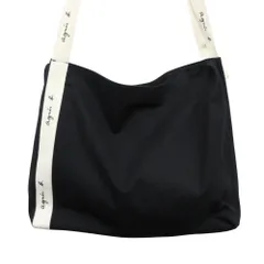 美品 agnes b. アニエスベー ショルダー バッグ 鞄 ロゴ ブラック×ホワイト レディース 古着 中古 USED