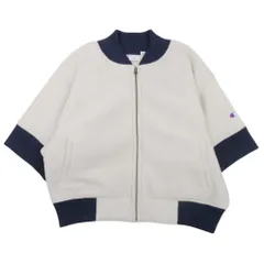 美品 24aw CHAＭPION×BEAMS BOY チャンピオン ビームスボーイ 別注 ボア フリース ジップ ブルゾン 半袖 S アイボリー レディース 古着 中古 USED