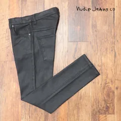 Nudie Jeans/31サイズ/デニムパンツ THIN FINN 111555 BACK 2 BLACK ストレッチ コーティング 無地 イタリア製 美脚 新品/黒/ブラック/kt122/