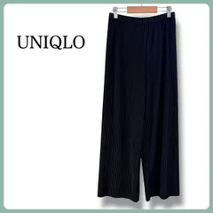 美品 UNIQLO プリーツストレートパンツ S ブラック 美シルエット カジュアルからキレイめまで