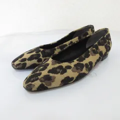 美品 DIANA ダイアナ F by WELL FIT レオパード ジャガードフラットパンプス 23 ベージュ×ブラック レディース 古着 中古 USED