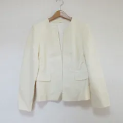 良品 ANAYI アナイ ノーカラージャケット 38 アイボリー レディース 古着 中古 USED