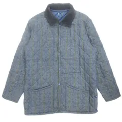 良品 LAVENHAM ラベンハム ウール キルティング ジャケット ブルゾン コート コーデュロイ 切替  サイズ38 ネイビー/マルチ メンズ 古着 中古 USED