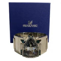 美品 SWAROVSKI スワロフスキー ストーン バングル ブレスレット シルバーカラー レディース 古着 中古 USED