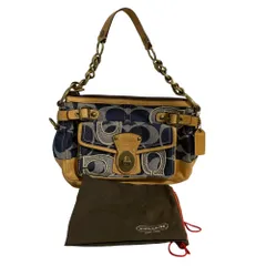 美品 COACH コーチ 11580 デニム ショルダー バッグ ネイビー レディース 古着 中古 USED