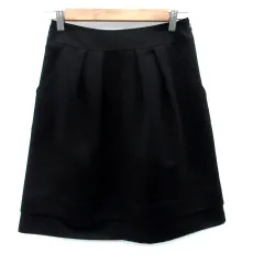 リフレクト Reflect フレアスカート ひざ丈 ティアード 9 M 黒 ブラック /HO9