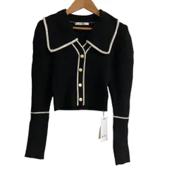 未使用 SNIDEL スナイデル ビッグカラークロップドニットカーデ サイズF ブラック レディース 古着 中古 USED