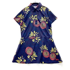 サイズ：M FILA GOLF フィラゴルフ  半袖ワンピース パイナップル柄 ネイビー系 [240101557696] ゴルフウェア レディース ストスト