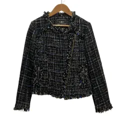 美品 GRACE CONTINENTAL グレースコンチネンタル ツイードライダースジャケット 36 ブラック レディース 古着 中古 USED