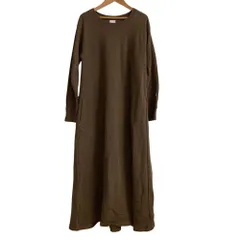 美品 Champion チャンピオン 長袖 ロング マキシ丈 スウェット ワンピース サイズF ブラウン レディース 古着 中古 USED