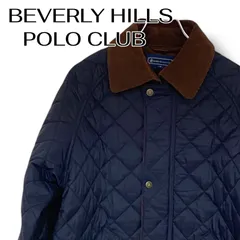 BEVERLY HILLS POLO CLUB ビバリーヒルズポロクラブ ネイビー キルティングジャケット コーデュロイ襟 ダイヤキルト ナイロン100% 中綿入 中国製 サイズM メンズ カジュアル 0000912OC