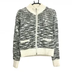 【超美品】キャロウェイ ニットジャケット アイボリー×カーキ ラインストーンロゴ 裏地付き ウール混 レディース M ゴルフウェア Callaway