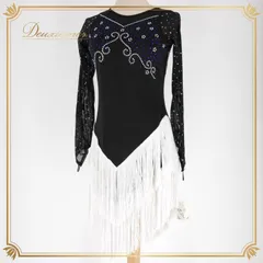 【タグ付き】社交ダンス 衣装 ラテン ドレス ワンピース パーティドレス レディース ラインストーン 青 白 黒 ブラック系 ホワイト系 ブルー系 フリンジ きらめく 伸縮性 XXL おしゃれ ステージ衣装 ダンスパフォーマンス 結婚式用 余興用 フィット感