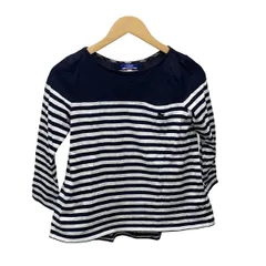 バーバリーブルーレーベル 長袖カットソー サイズ38 M レディース美品  - ネイビー×白 クルーネック/ボーダー/リボン