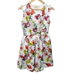 Chesty(チェスティ) ワンピース サイズ0 XS レディース美品  - 白×レッド×マルチ クルーネック/ノースリーブ/ひざ丈/花柄