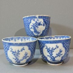明治大正時代頃 印判手蕎麦猪口 染付 蕎麦猪口 5客セット 陶磁器