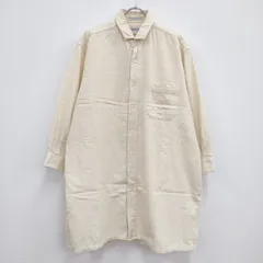 INDIVIDUALIZED SHIRTS USA製 起毛コットン チュニック ロング丈 長袖シャツ オフホワイト インディビジュアライズドシャツ【中古】3-1002T♪のサムネイル