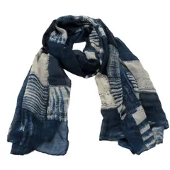 [Eternal Leaf] [エターナルリーフ] ヴィンテージ ストール 大判 レトロ プリント 薄手 ガーゼストール メンズ レディース FT25214 (03.ネイビー)