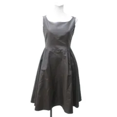 フォクシー FOXEY 美品 33775 ブリジットドレスワンピース フレア ノースリーブ レース シルク 茶 ブラウン 38 約M IBO87 0109